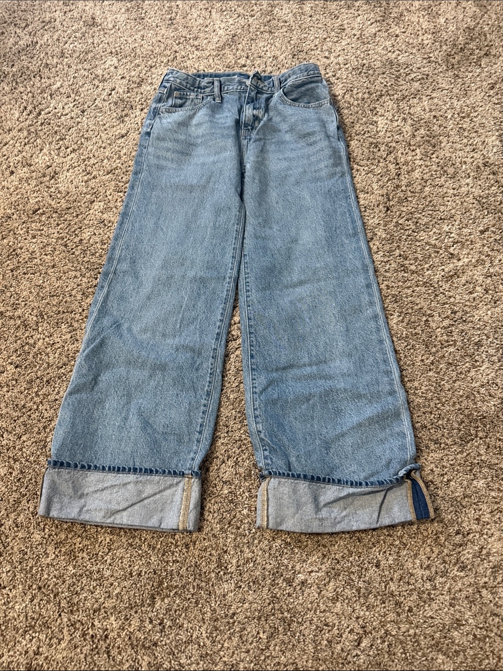Old Navy Light Blue Wide-Leg Cuffed Jeans with Side Tab Detail